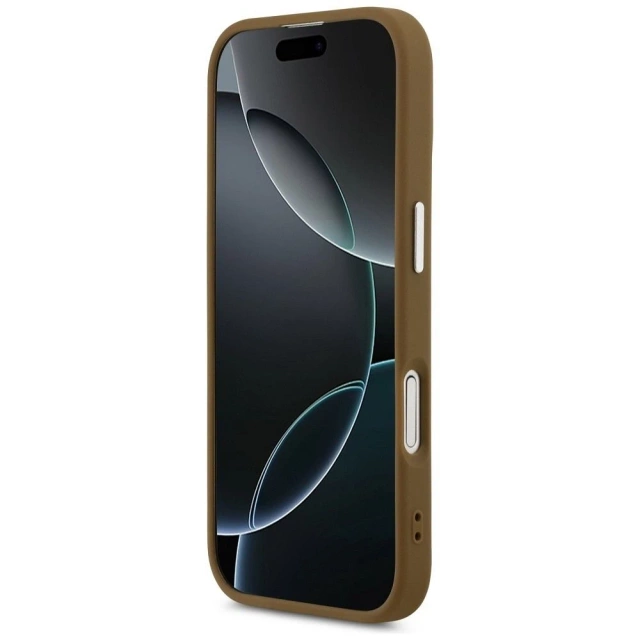 Etui Guess MagSafe do iPhone 17 Triangle Logo Brown