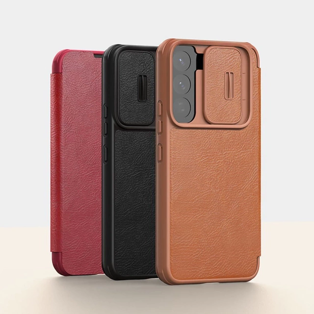 Шкіряний чохол Nillkin Qin Leather Pro для Samsung Galaxy S22 (S22 Plus) Захисний захисний чохол для камери кобура Flip Cover Brown