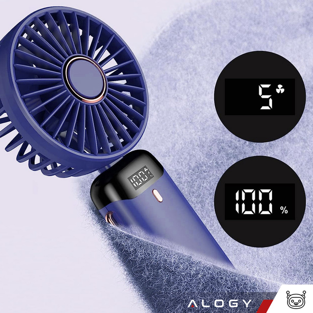 Fan Fan Handheld Fan Wireless Alogy Desktop Portable Handheld with Phone Holder USB-C Navy Blue