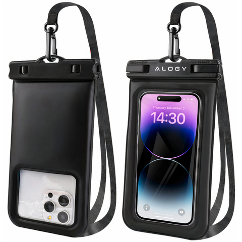 Vodotěsné vodotěsné pouzdro na telefon do 7,5" plovací do bazénu Kayak Case pouzdro na vodu Alogy Black