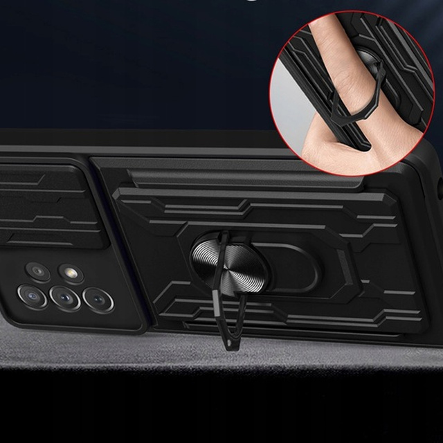 Peněženka Alogy Camshield Ring s krytem na fotoaparát a peněženkou pro Samsung Galaxy A53 Black Glass