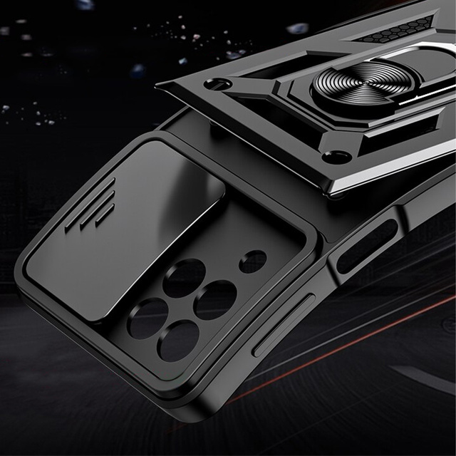 Pancierové puzdro s krytom fotoaparátu Alogy Camshield Stand Ring pre Samsung Galaxy M53 5G black