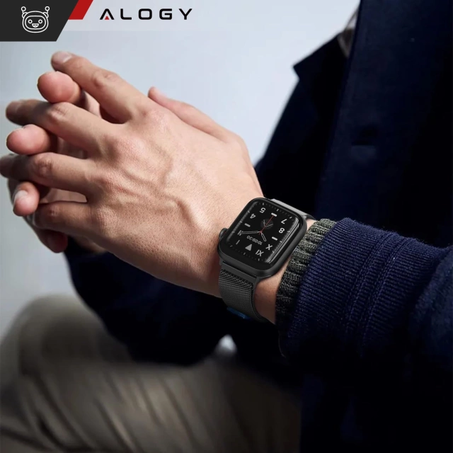 Alogy Stahlarmband für Apple Watch 38/40/41 mm Edelstahl Schwarz