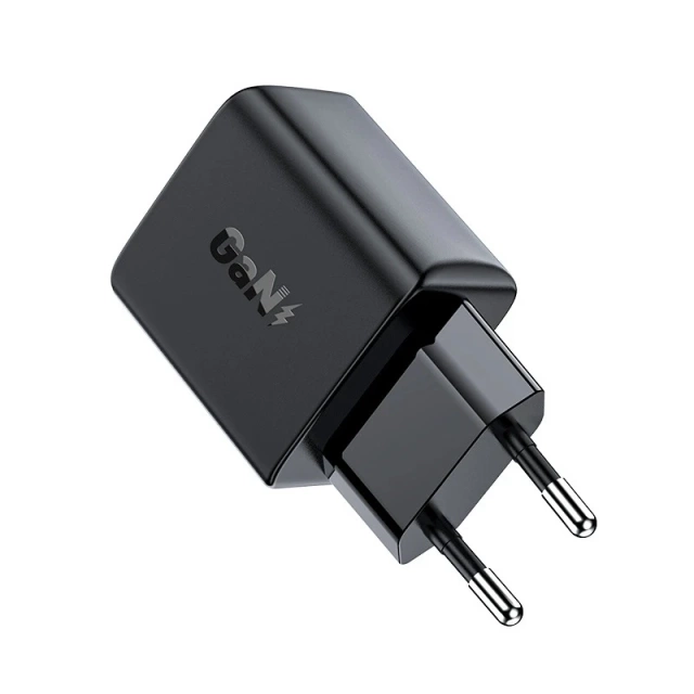 Acefast GaN 30W USB-C PD QC 3.0 Wandladegerät Schwarz Schwarz