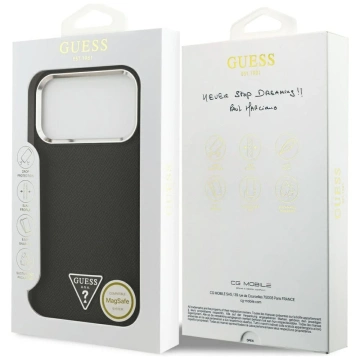 Etui Guess Grained Triangle Logo MagSafe do iPhone 17 Pro Czarny