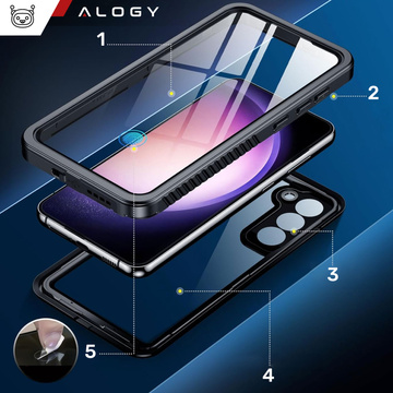 Pouzdro pro Samsung Galaxy S23 Plus Armored Waterproof IP68 360 Armor Case Vestavěné Glass Alogy Black