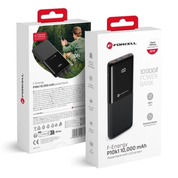 Powerbanka Forcell P10k1 10000mAh PD QC 3xUSB LED Slim čierna