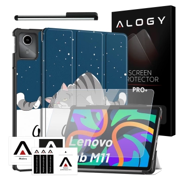 Pouzdro pro Lenovo Tab M11 10,95" TB330FU / TB330XU / TB331FC Kryt na tablet Pouzdro Alogy Obal na knihu Sleeping Cat Glass Stylus