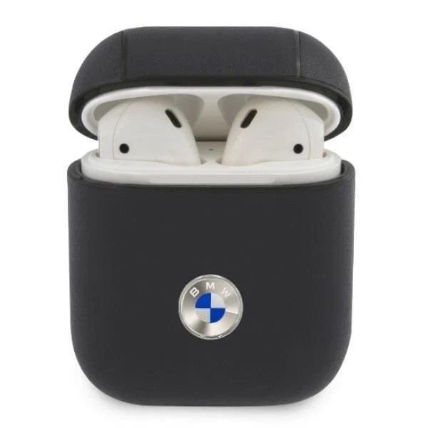 Schutzhülle für BMW Kopfhörer für AirPods Cover marineblau/navy Geniune Leather Silver Logo