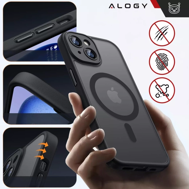Чохол для Apple iPhone 13 Alogy MagSafe Hybrid Matte Case Matte Cover with Lens Protection Black Glass
