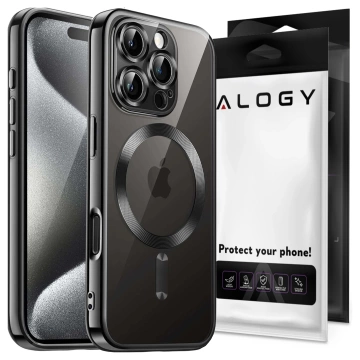 MagSafe Case for Apple iPhone 16 Pro Max Alogy Glamour Luxury Ring Case Black and Clear
