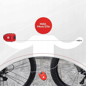 Rockbros 32420981001 Bike Lock with Retractable Cable - Red