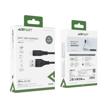 Acefast кабель MFI USB - Lightning 1,2m, 2,4A czarny (C3-02 black)
