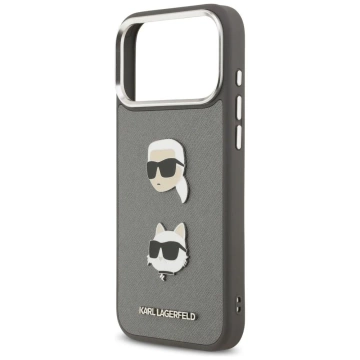 Etui Ochronne do iPhone 17 Pro Max Karl Lagerfeld FW Grained K&C Pins MagSafe Szary