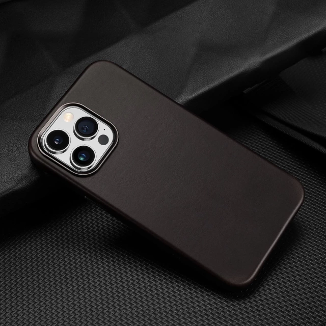 Dux Ducis Naples Case für iPhone 14 Pro Max Lederhülle (MagSafe-kompatibel) Dunkelbraun