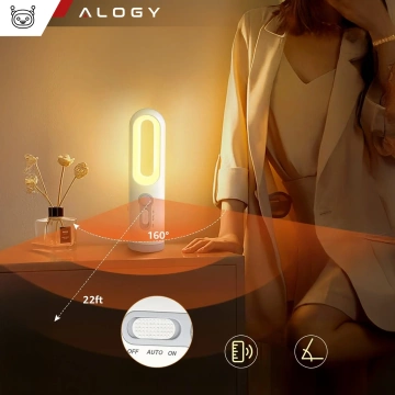 Přenosná stolní lampa Alogy Night LED s pohybovým senzorem a baterkou, bílá