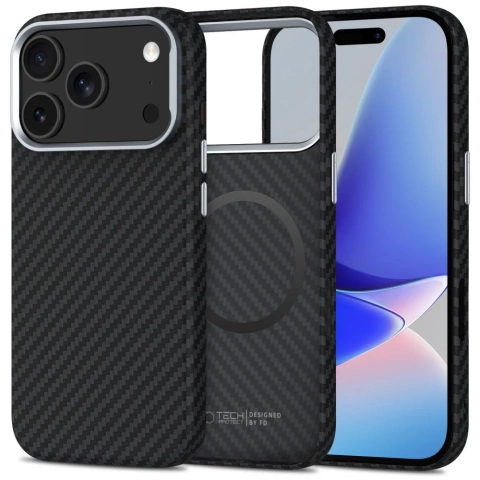 Etui do iPhone 17 Pro Tech-Protect Ion Carbon MagSafe Czarno-Srebrne