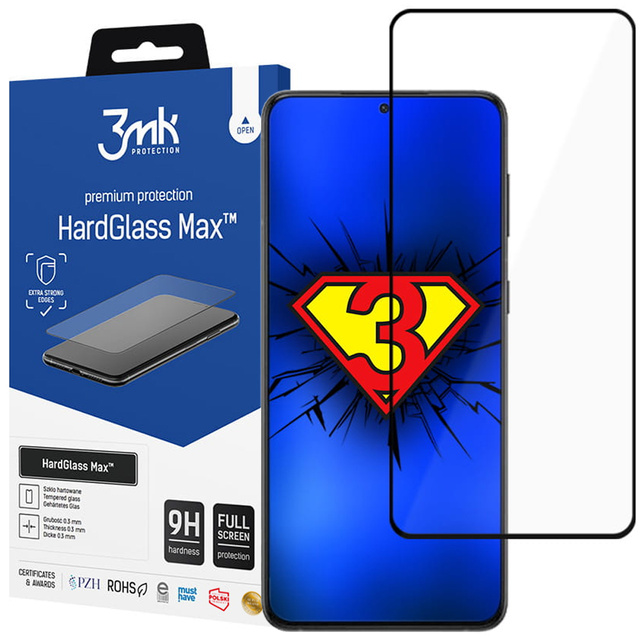 Displej z tvrdeného skla 3mk HardGlass Max FP pre Samsung Galaxy S22 Black