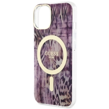 Etui Guess GUHMP14SHLEOPWP pro iPhone 14 6,1" pevný obal Leopard MagSafe