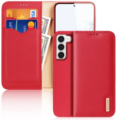 Ochranné pouzdro Dux Ducis Hivo pro Samsung Galaxy S23 Plus flip cover stojánek na peněženku RFID blocker červený