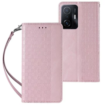 Puzdro s magnetickým popruhom Case pre Samsung Galaxy A12 5G Pouch Wallet Mini Lanyard Pendant Pink