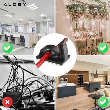 Self-adhesive clips x100 Desk cable organizer cable organizers for desk top wires 3M tape Alogy [100pcs]