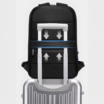 Bange Wasserdichter Rucksack, Laptoptasche, 17 Zoll, Reise, erweiterbar, 49 x 33 x 6 cm, für Arbeit, Schule, Flugzeug, Herren, Damen, Schwarz