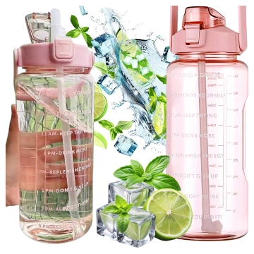 Пляшка велика, поїлка Alogy MotivHydro Мотиваційна мірна чашка 2л 2000мл Рожева