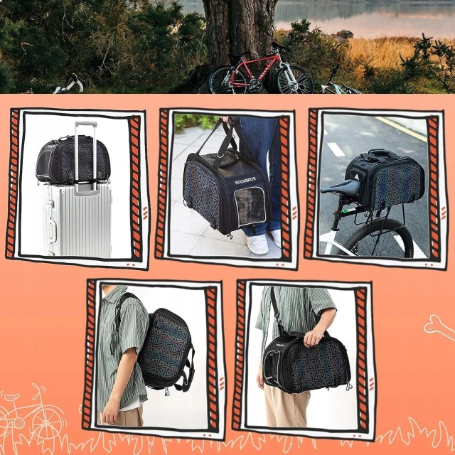 Rockbros 30140028001 Transport-Fahrradtasche für Katzen und Hunde – Schwarz