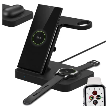 Qi 15W induktives Ladegerät für iPhone Apple AirPods kabellose 2in1 Dockingstation Schwarz