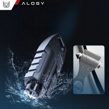 Bezpečnostní kladivo do auta 2v1 Alogy nůž na bezpečnostní pásy rozbíječ oken Black