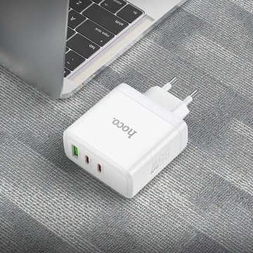 HOCO 2 x Type C USB A QC PD 65W GaN Wall Charger White