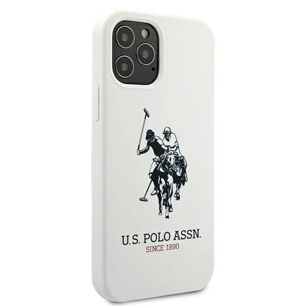 Puzdro na telefón US Polo Silicone Collection iPhone 12/12 Pro 6,1". biela/biela