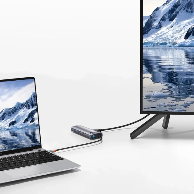 Baseus Metal Gleam Series multifunktionaler USB HUB 7in1 Typ C HDMI TF PD Kartenleser grau (WKWG020113)