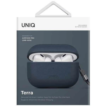 UNIQ Terra Earphone Protective Case for AirPods Pro 2nd Gen. Genuine Leather blue/space blue