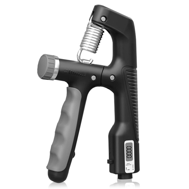 Grip pro cvičení rukou, nastavitelný 10-100 kg, trénink, sport, rehabilitace, s pultovým displejem, Černá
