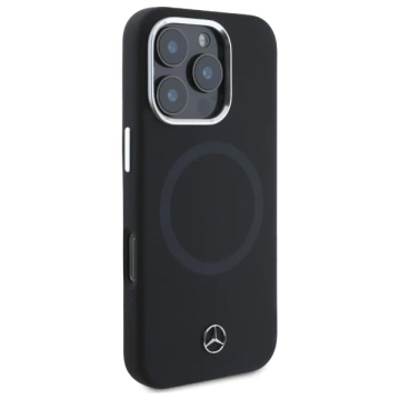 Pouzdro Mercedes pro iPhone 16 Pro 6,3" černé pevné pouzdro MagSafe silikonové tónové logo