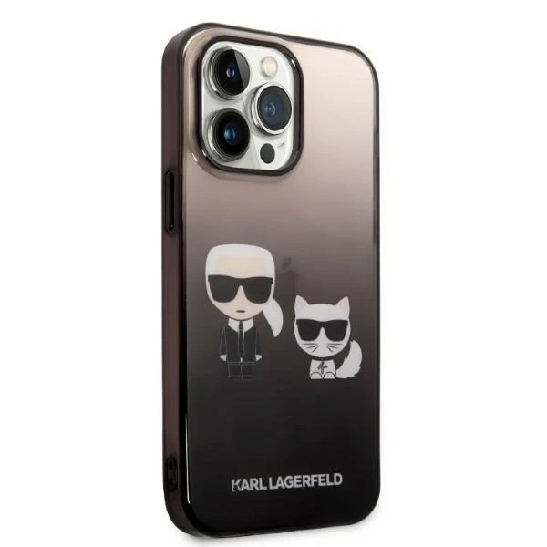 Ochranné pouzdro na telefon Karl Lagerfeld KLHCP14LTGKCK pro Apple iPhone 14 Pro 6.1" hardcase černá/černá Gradient Ikonik Karl