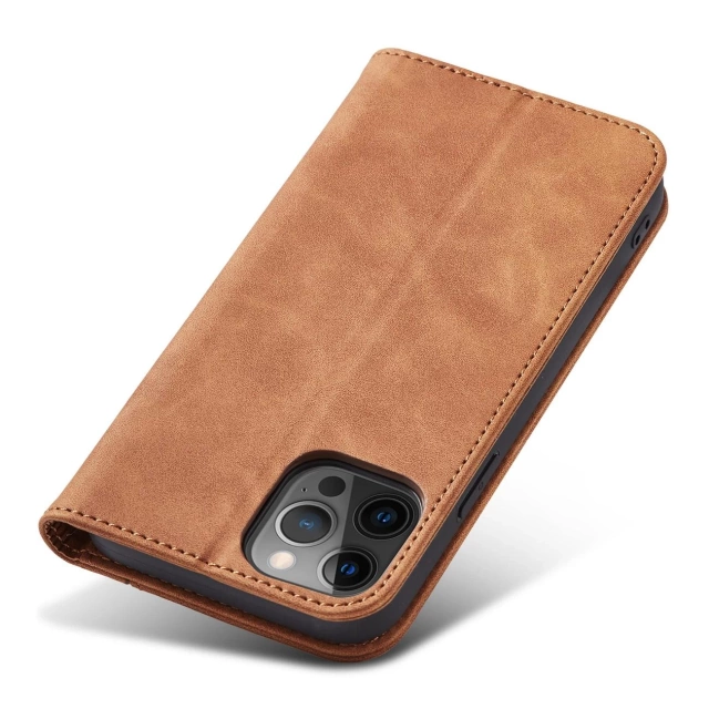 Magnet Fancy Case Case pro iPhone 12 Pro Max Pouch Wallet Card Holder Brown
