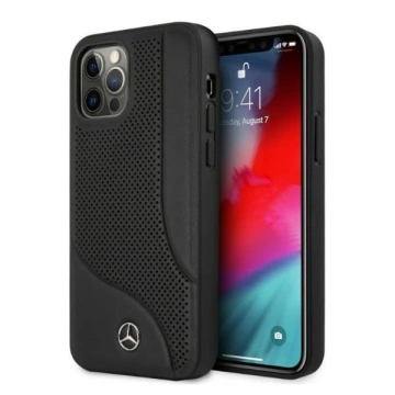 Mercedes MEHCP12MCDOBK protective case for Apple iPhone 12 / 12 Pro 6.1" black/black hardcase Leather Perforated Area