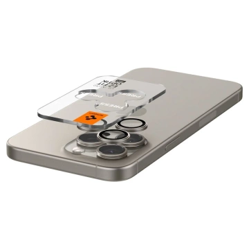 2 x Spigen Optik.TR "Ez Fit" chránič fotoaparátu pre iPhone 14 Pro / Pro Max / 15 Pro / Pro Max Natural Titanium