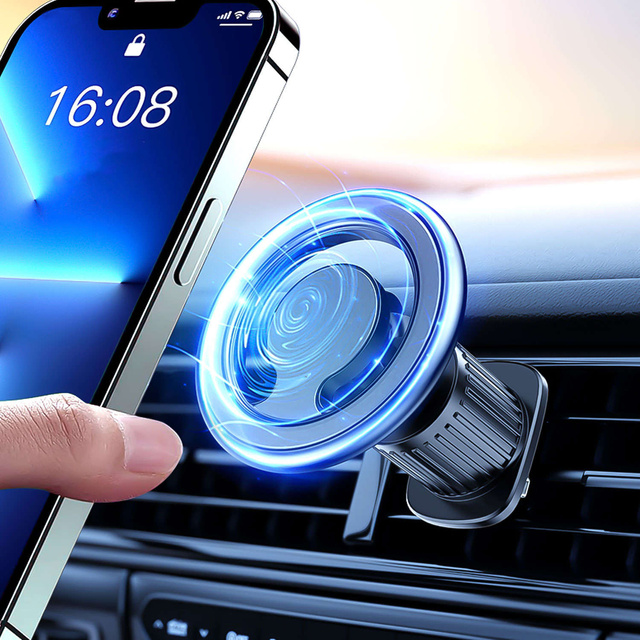 Alogy magnetický držiak do auta pre MagSafe pre iPhone 14 13 12 mriežka čierna