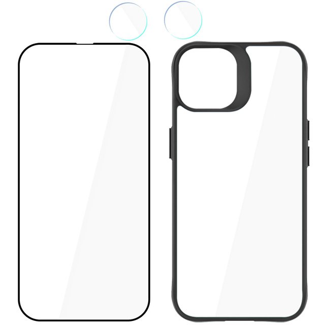 Hülle Glas-Bildschirmlinse für iPhone 15 Plus Set 3mk Comfort Set 4in1 Hülle Linse gehärtet