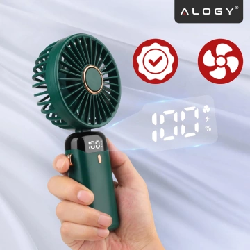 Fan Fan Handheld Fan Wireless Alogy Desktop Portable Handheld with Phone Holder USB-C Navy Blue