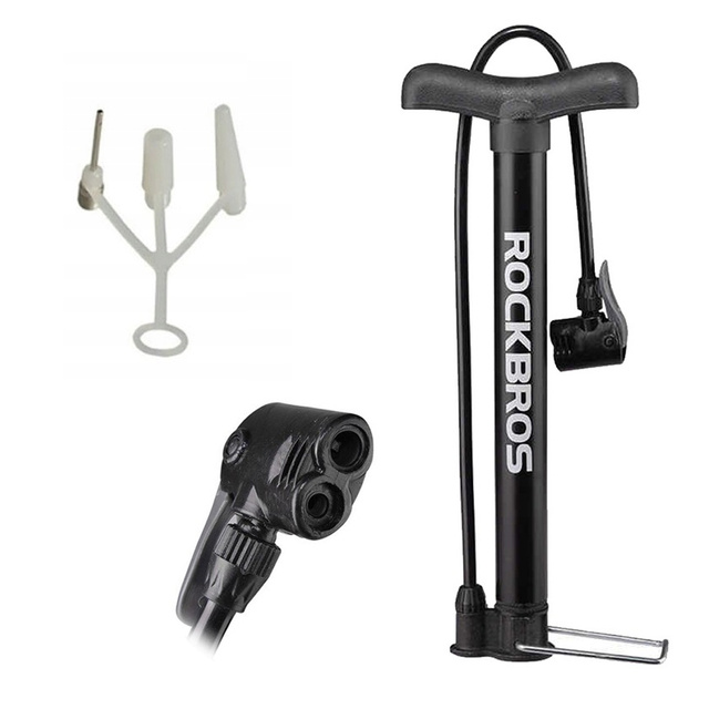 Metal floor bicycle pump RockBros A320 with ball bicycle needle Black