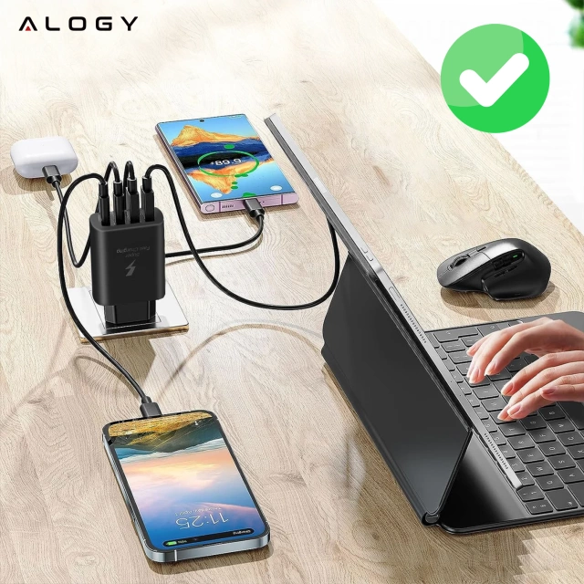 HUB splitter Alogy Adaptér pre počítačový notebook s USB-C na 3x USB-A 2.0 1x USB-A 3.0 sivý