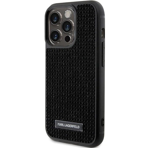 Etui Karl Lagerfeld KLHCP15LHDSPLK для iPhone 15 Pro 6.1" чорний/чорний твердий чохол Rhinestone Logo Metal Plate