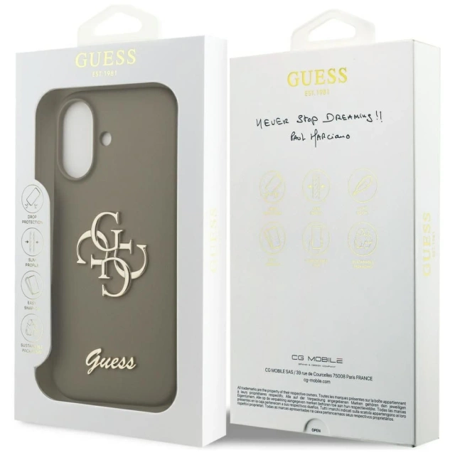 Etui Guess do iPhone 17 Silicone Big 4G Script Brown