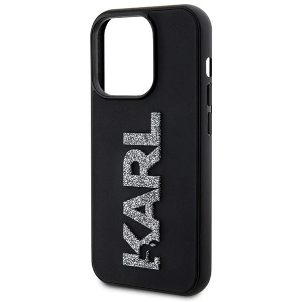 Etui Karl Lagerfeld KLHCP15X3DMBKCK pro iPhone 15 Pro Max 6,7" černý/černý pevný obal 3D gumové třpytivé logo