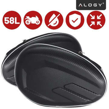 Motocyklová podsedlová brašna 38-58L - Brašna, boční kufry, brašna na zadní sedadlo, vodotěsná, tvrdý materiál, nastavitelná pro motocykl - Alogy RoadPack™ černá